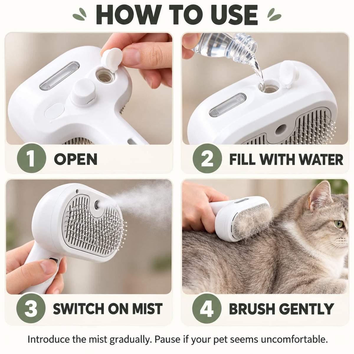 3-in-1 Mist & Groom Brush